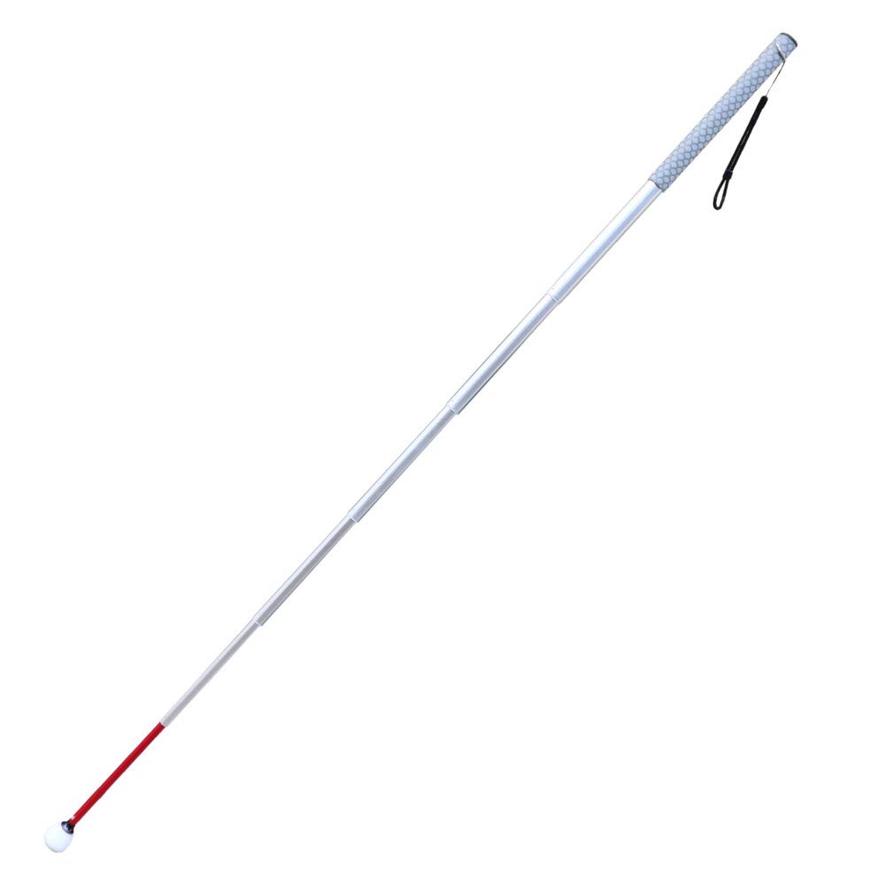 Bastón Telescópico Blanco de 7 Secciones Aluminio 30cm-150cm para Invidentes y Baja Vision, con 2 Punta