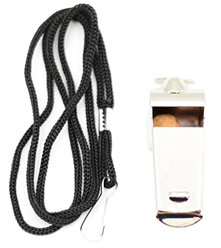 Silbato de árbitro de cobre niquelado con cordón negro