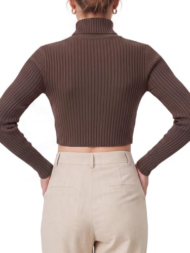 Image of MixMatchy Women's Cropped Ribbed Turtleneck Sweater