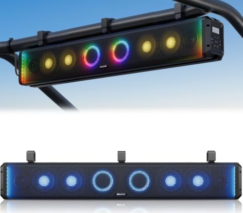 Image of Ehaho 34 Inch 8-Speaker UTV Sound Bar with Bluetooth, RGB, IP66 Waterproof | 600W Peak Power, Deep Bass, BT5.4 & Auracast, Music-Sync RGB, USB /AUX, Fits 1 inch-2 inch Roll Cages for UTV, Golf Cart, SXS & ATV