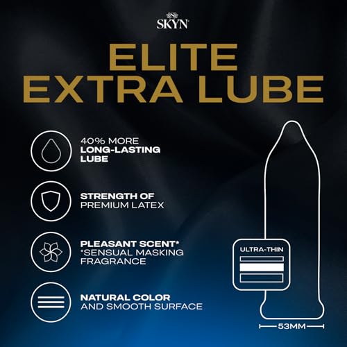 Image of SKYN Elite Extra Lube Condoms - 12 Count - Ultra-Thin, Lubricated Latex-Free Condoms with Extra-Silky Lubricant