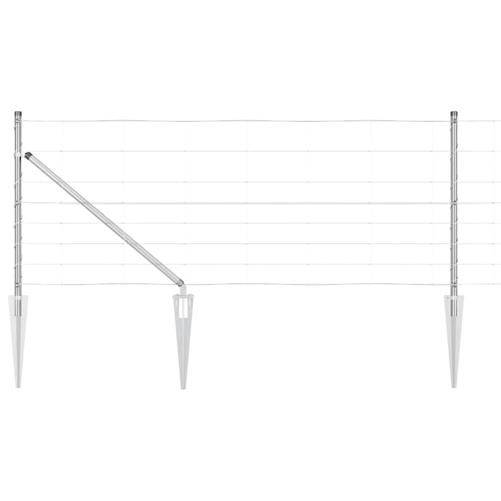 Galvanised Steel Fence Post 25 x 0.8 m Outdoor Garden Boundary Secure Weather Resistant Ground Spike Set