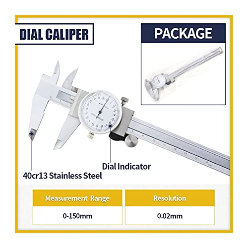 デジタルノギス デジタルキャリパー/マイクロメータ測定ツール、6インチ/ 150 mmステンレス鋼のバーニアキャリパー、LCDディスプレイ、インチ/メトリック変換(Dial Caliper)