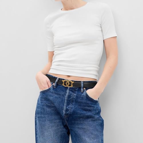 Image of Aurolran Women's Leather Belt with Buckle - Ideal for Dresses, Jeans, and Coats