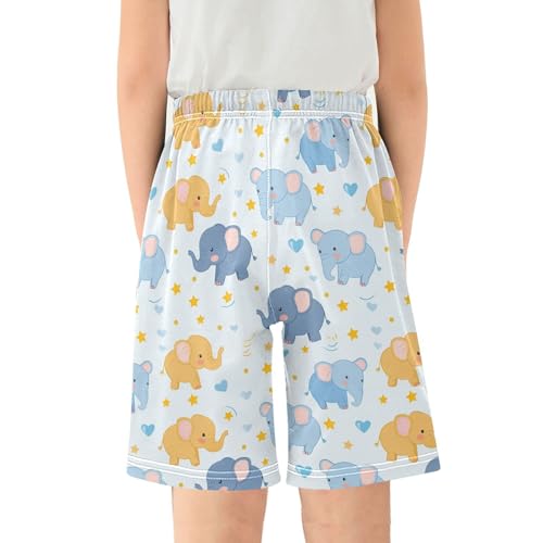 ALAZA Cute Elephant Love Star Pajama Shorts Sleep Shorts Pant Lounge Pajama Bottoms Elastic Waist with Pockets2