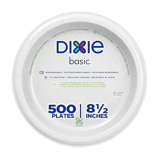 Dixie Basic 8.5 Inch Light-Weight Paper Plates by GP PRO, White, 500 Count (125 Disposable Plates Per Pack, 4 Packs Per Case), DBP09W