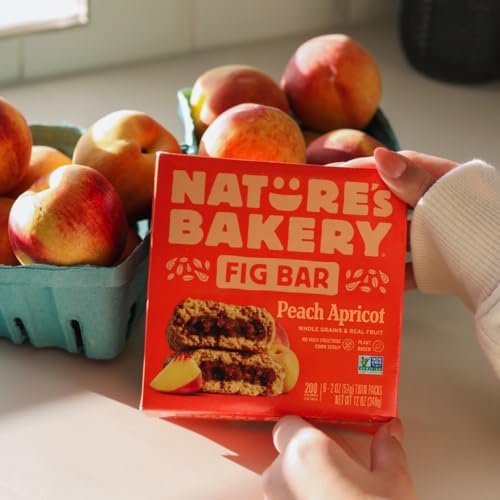 Image of Nature's Bakery Whole Wheat Fig Bars, Peach Apricot, Vegan Snacks, Non-GMO (6 Count of 2 Ounce Bars), 12 Ounce