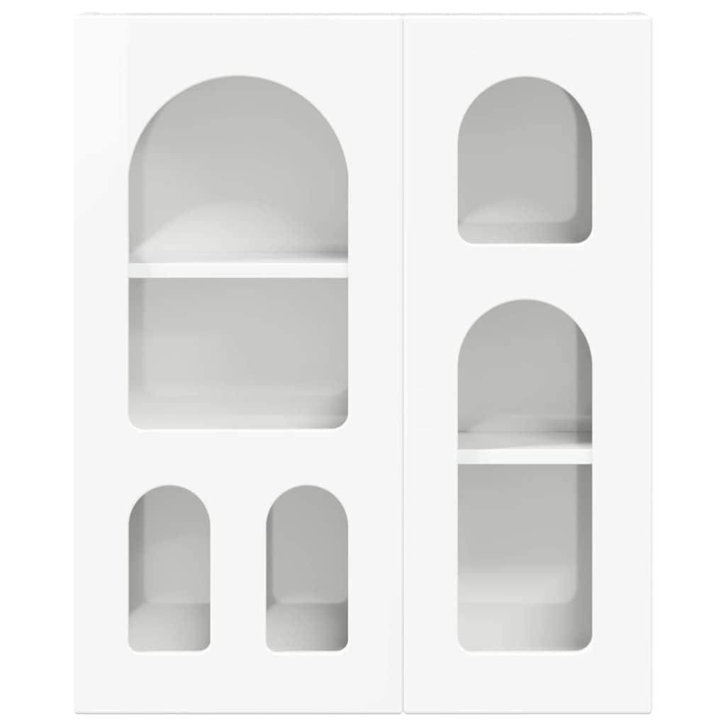 ELST - Armadio pensile bianco lucido, 59 x 20 x 71,5 cm, in legno con 6 ripiani da parete, versatile per cucina, corridoio, soggiorno