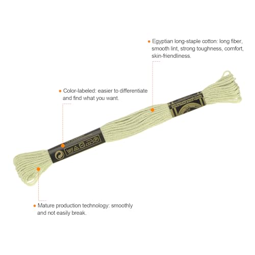 Image of HARFINGTON 12 Skeins Embroidery Floss 8.75yds(8m) Egyptian Long-Staple Cotton Cross Stitch Thread for Sewing DIY Bracelet Yarn String and Crafts, Light Yellow(6010)