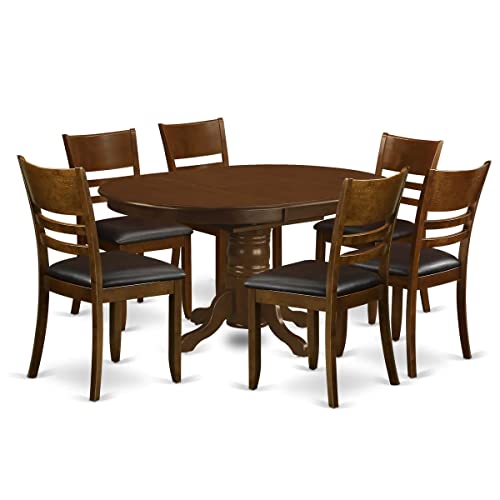 East-West-Furniture-KELY7-ESP-LC-7-Piece-Kitchen-Table-Chairs-Set-Consist-of-an-Oval-Dining-Table-with-Butterfly-Leaf-and-6-Faux-Leather-Dining-Room-Chairs-42×60-Inch-Espresso East West Furniture KELY7 ESP LC 7 Piece Kitchen Table Chairs Set Consist of an Oval Dining Table with Butterfly Leaf and 6 Faux Leather Dining Room Chairs 42×60 Inch Espresso