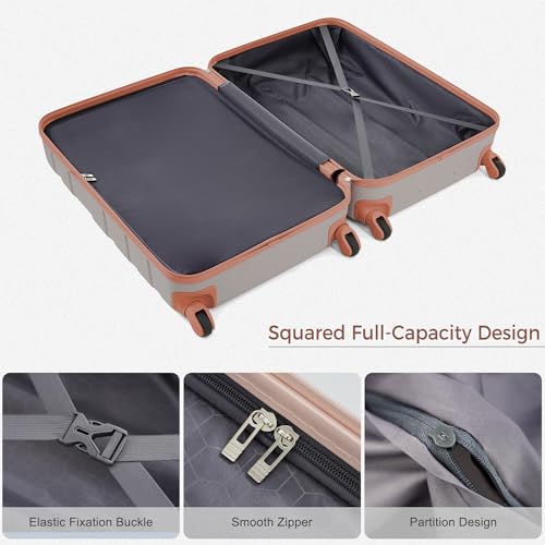 Image of Luggage Set 3 Pcs, ABS Durable Lightweight, 360 Silent Spinner Wheels, Hardshell TSA Lock