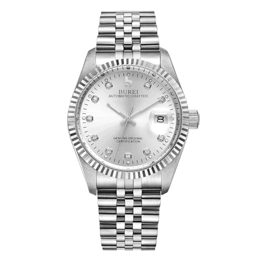 BUREI Herren Uhren Automatische Armbanduhr Kratzfestes Synthetisches Saphirglas mit Datumsanzeige und zweifarbiges Edelstahlarmband