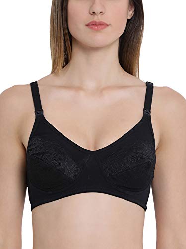 Image of Clovia Women's Cotton Non-Padded Non-Wired Maternity /Feeding Bra /Nursing Bra in Black
