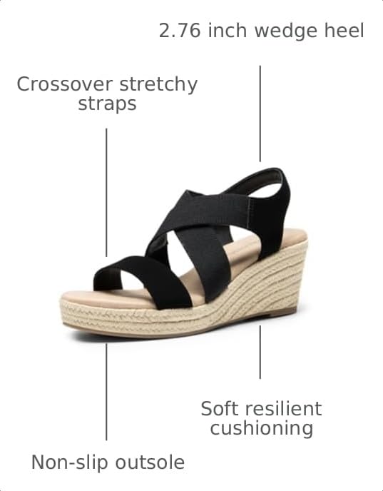 Image of DREAM PAIRS Womens Platform Espadrilles Wedge Sandals, Slip on Elastic Ankle Strap Sandals for Women Casual Dressy Summer