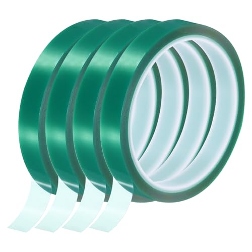 Image of uxcell Green Heat Tape, 4 Rolls 18mmx33m 108ft High Temperature Heat Resistant Tape for Sublimation,Heat Vinyl Press,Heat Transfer, Circuit Board, No Residue