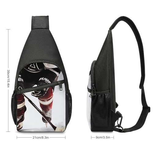 Bolso tipo sling pequeño para hombre y mujer patrón hockey miniatura 2