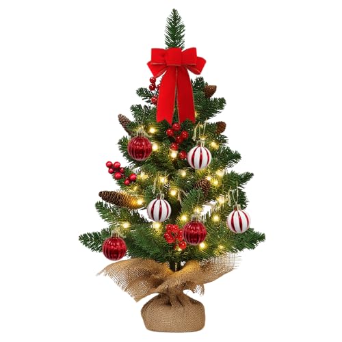 Künstlicher Weihnachtsbaum Klein 60cm mit 20 LED Beleuchtung Tisch...