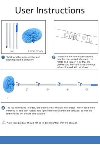 Image of Ceiling Fan Blade Cleaner Reusable Microfiber Ceiling Fan Duster with Extension Pole Adjusts 13 to 50 Inch Washable Duster Cleaning for High Ceiling Fan,Window Top,Furniture, Blinds (Blue)