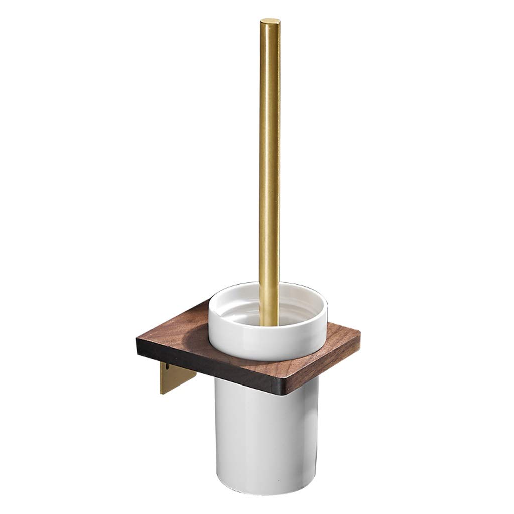 Nff Spazzola E Supporto per La Toilette, Bagno in Noce Pennello da Parete Pennello da Parete Manico Lungo con Setole Flessibili Spazzola Igienica 12x14x40 Cm (Color : B)