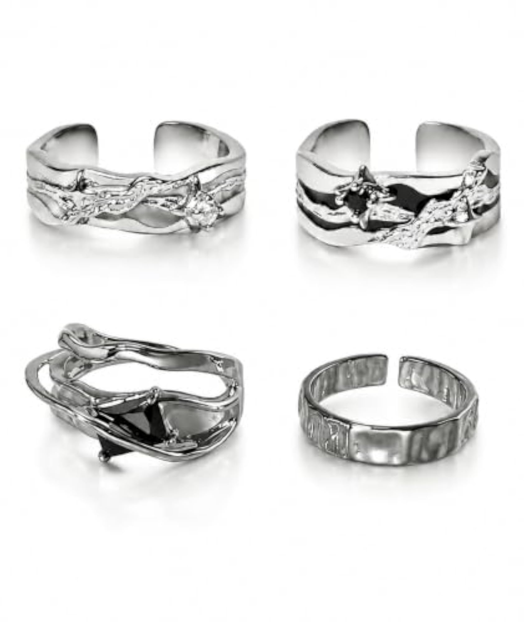 4 Pcs Gothic Rings Set, Dark Aesthetic Jewellery