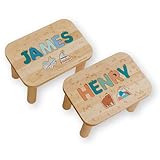 Wooden Stool Custom Name Puzzle Personalized Dinosaurs 1st Birthday Gift for Kids First for Toddlers Baptism Boy Gift