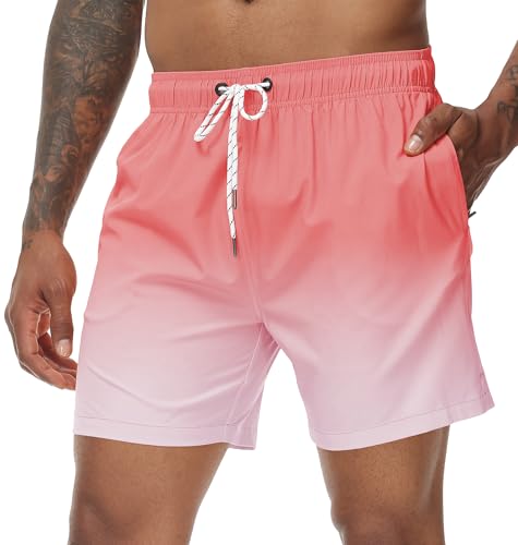 Image of Tyhengta Men's Swim Trunks Quick Dry Beach Shorts with Zipper Pockets and Mesh Lining