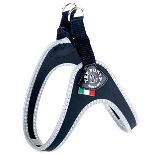 Tre Ponti Geschirr für Hunde / Farbe Schwarz / Gr.2 bis ca. 5kg Brustumfang 33-37cm