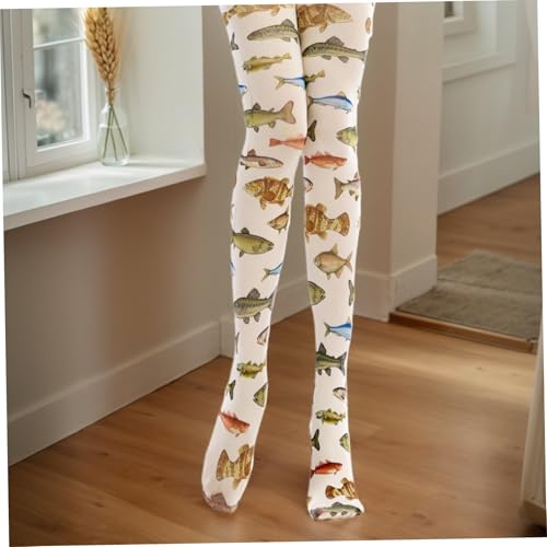 Women's Patterned Tights,Colorful Tropical Fish Printed 120D Fun Tights,Soft & Comfortable Tights with Designs,Free Size Funky Tights for Girl Supplies2