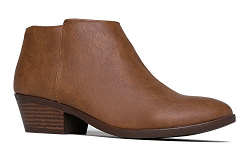 J. Adams Lexy Ankle Boot - Low Stacked Heel Closed Toe Casual Western