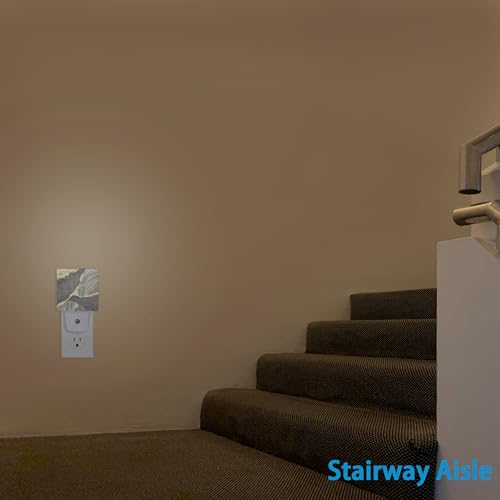 Image of Night Lights Plug into Wall Black Gold Marble Night Lights Dusk to Dawn Sensor Led Lamp for Women Men,Led Lights for Stairway /Hallway /Bedroom,0.5W