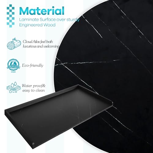 Kaboon Washer Dryer Countertop, Melamine Countertop with Edge Rails - 27.5" Depth x 54" Width Laundry Room Organization, Cloud Atlas/Black Marble Pattern