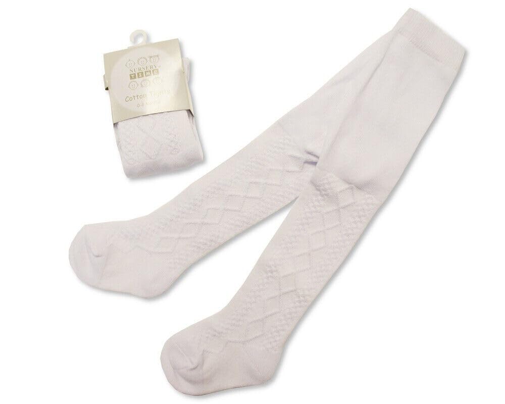 Gum & Berries Baby Infant Cotton Tights Plain Babies Newborn/White, White, 0m