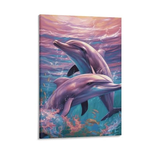 Toile murale dauphins esthétique pour décoration de chambre