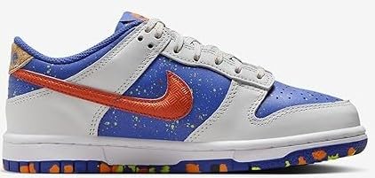 Nike Dunk Low Big Kids' Shoes (HJ9233-025, Photon Dust/Astronomy Blue/Volt/Total Orange) Size 6
