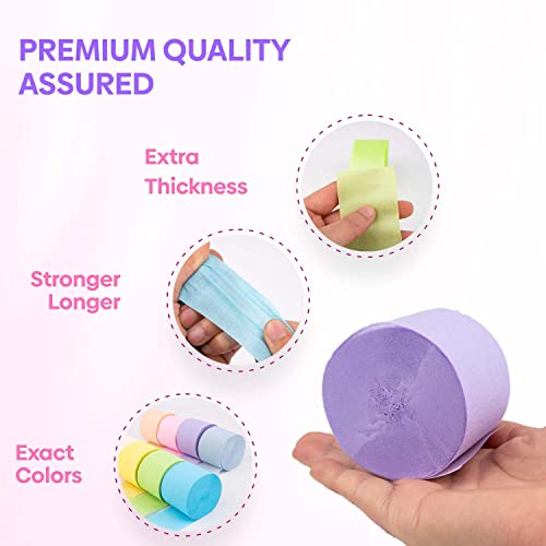 Image of 8 Pastel Streamers, 656ft Pack of Crepe Paper Party Decorations | Each roll is 82 ft long and 1.8 Inch wide ideal for Birthday Party Decor, Baby showers and Easter Celebrations