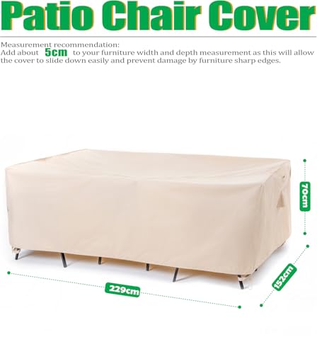 Housse table de jardin imperméable 6-8 places bâche résistante intempéries - 3