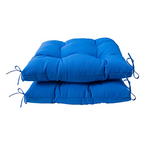 Image of QILLOWAY Indoor /Outdoor Square Seat Patio Cushion -Set of 2,19-Inches (Marine Blue)