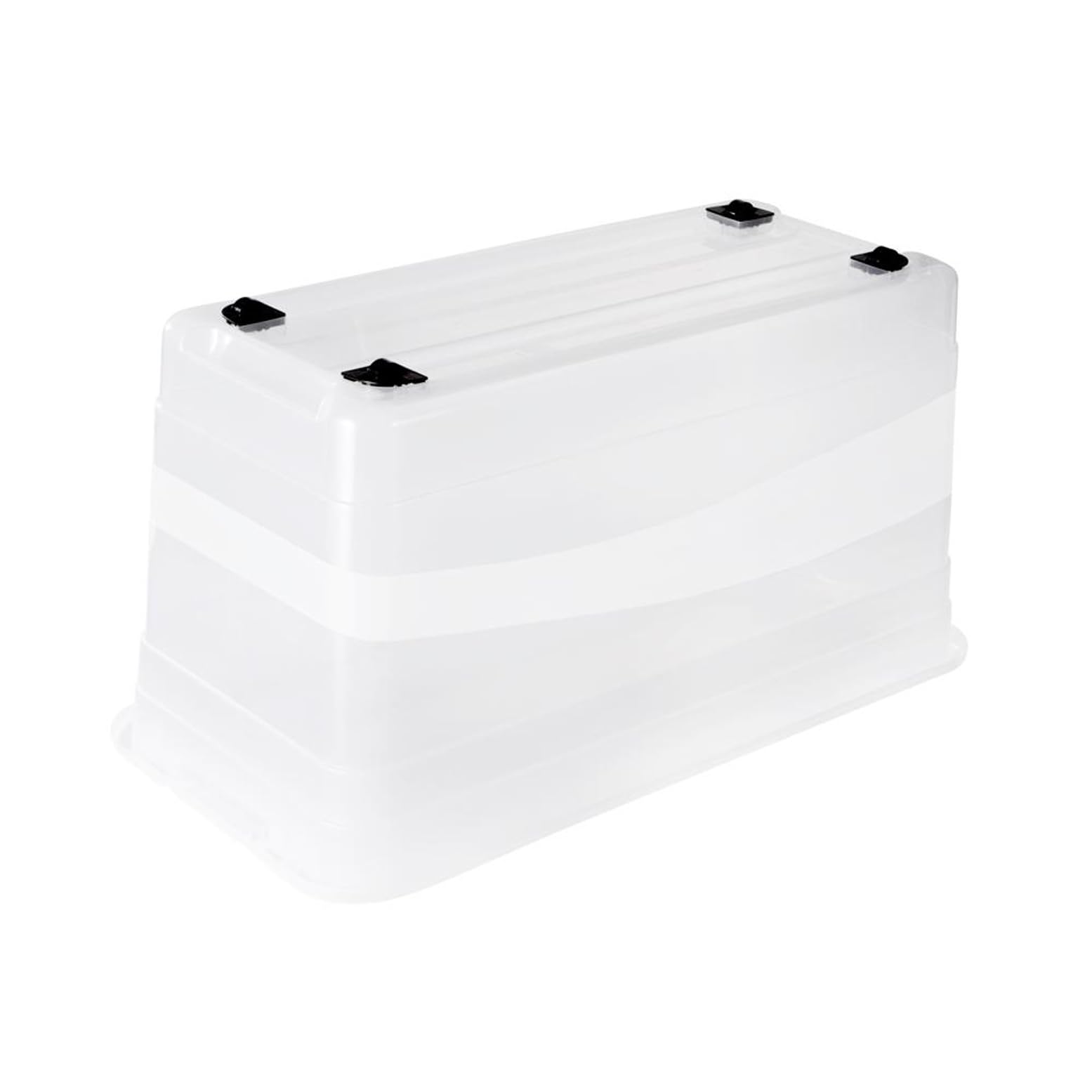 keeeper Aufbewahrungsbox mit Rollen, Deckel und Schiebeverschluss, 79,5 x 39,5 x 41 cm, 83 l, Konrad, Transparent