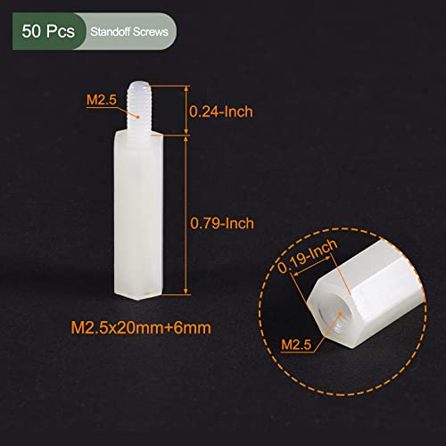YOKIVE 50 Pcs M2.5 Standoff Screws, Nylon Hex PCB Standoffs with High Insulation Effect, Keep Height Consistent - Image 2