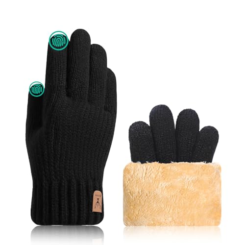 JUNRUI Winter Thermal Gloves Upgraded Touch Screen Warm Fleece Lining for Cold Weather for Men Women