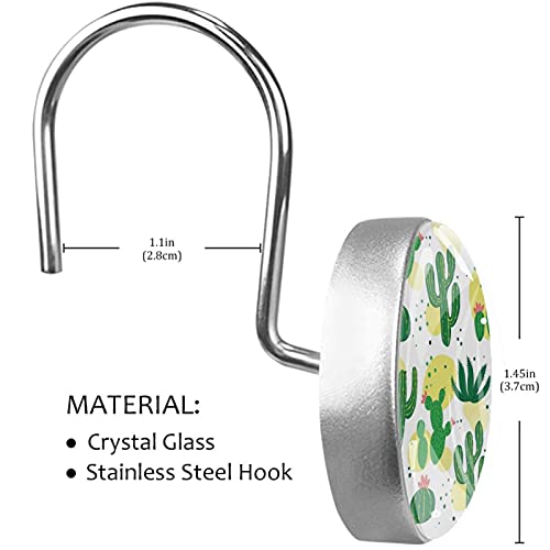 Crochets pour rideau de douche durables en acier inoxydable et décors cactus faits main - 4