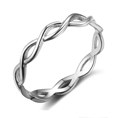 MiniJewelry Simple Twine Ring for Women Eternity Infinity Ring Sterling Silver Ring for Girls Wedding Band Ring Stackable Ring Engagement Ring, Size 6
