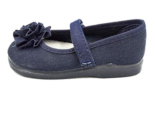 PULIDINES - Mercedita de Tela con una moña de Adorno y la Suela de Goma Bebé niña Talla: 19 Color: Marino Cover