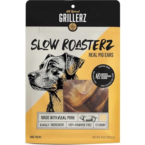 Scott Pet Grillerz Pig Ears for Dogs 12 Count Natural Dog Chews Single Ingredient High Protein Easy to Digest Supports Healthy Teeth for All Life Stages