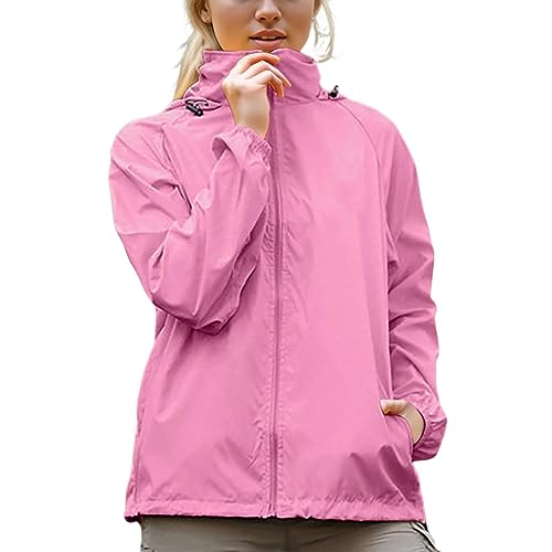 Generisch Chubasquero para mujer, ligero, con capucha, impermeable, chaqueta deportiva con cremallera, chaqueta de ciclismo de verano, transpirable, chaqueta fina para exteriores, cortavientos, A1