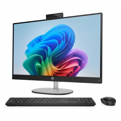 Image of HP 27 inch All-in-One Desktop Computer, Copilot+ PC AMD Ryzen AI 7 350, Full HD IPS LCD Display Touch-Screen, 32GB DDR5 RAM, 1TB SSD, Windows 11 Pro, Wi-Fi 7, BT6 Adjustable Height, Keyboard & Mouse