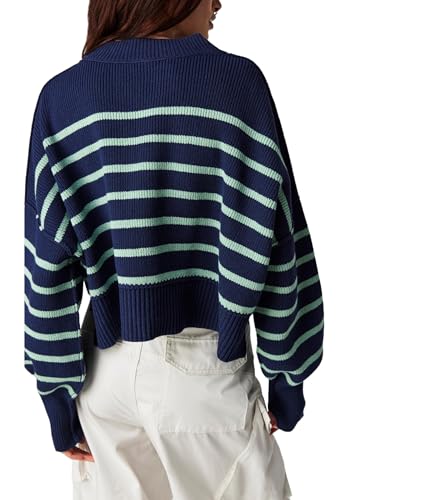 Image of Free People Women's Stripe Easy Street Crop Pullover