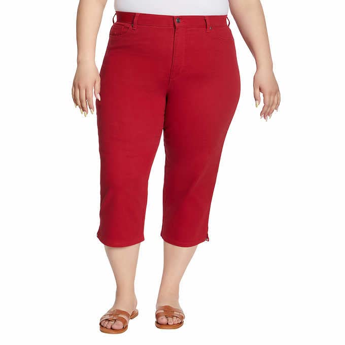Gloria Vanderbilt Women's Amanda Imported & Versatile Capris Tapered Style - Red 124