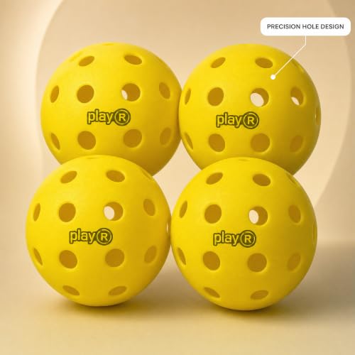 Image of playR Pickleball Balls - Injection Molded Lightweight Pickleballs, Durable Construction, Power, Stable Flight & Consistent Bounce, Precision Performance Balls for Training & Match Play - Pack of 4