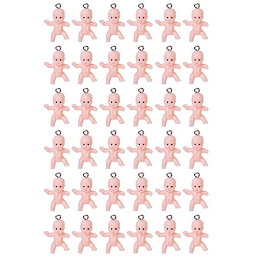 Tayarana Cute Doll Pendant Multicolor Baby Shape Charms for Earrings Necklace Bracelet DIY Jewelry Making (36 Pieces, Pink)